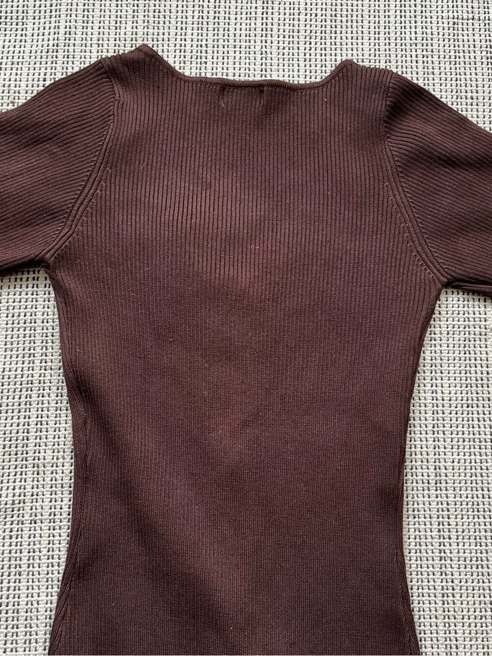 Brown Ribbed Zip-Front Dress - Riley & James Size Small - Picture 4 of 7